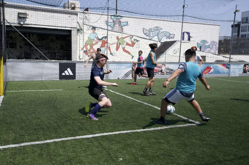 Rooftop soccer court in Queens, New York