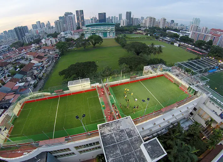 Mini sports arenas on the rooftop